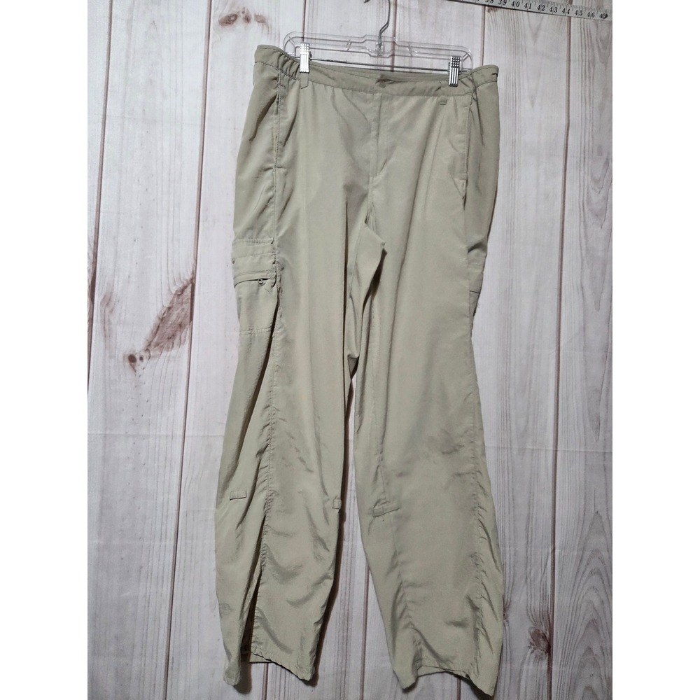 Columbia PFG Fishing Pants Womens XL Tan Khaki Nylon Ripstop Cargo 110 FL‎ 8054